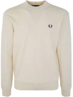 FRED PERRY SS23 White Crewneck Embroidered Logo Sweatshirt Long Sleeve Men K5546560-ECRU FRED PERRY SS23 White Crewneck Embroidered Logo Sweatshirt Long Sleeve Men K5546560-ECRU
