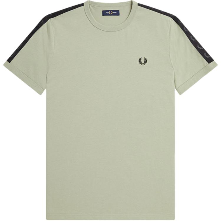 FRED PERRY SS24 Loose Fit Embroidered Logo Crewneck T-Shirt Green M5675-GRX