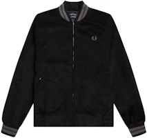 FRED PERRY SS24 Needlecord Tennis Bomber Black Slim Fit Zip Jacket J4868-102 FRED PERRY SS24 Needlecord Tennis Bomber Black Slim Fit Zip Jacket J4868-102