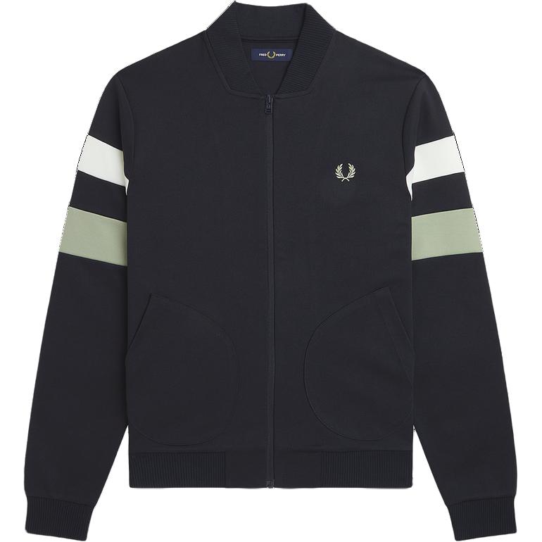 FRED PERRY Striped Print Zip-Up Jacket Blue J5564-608