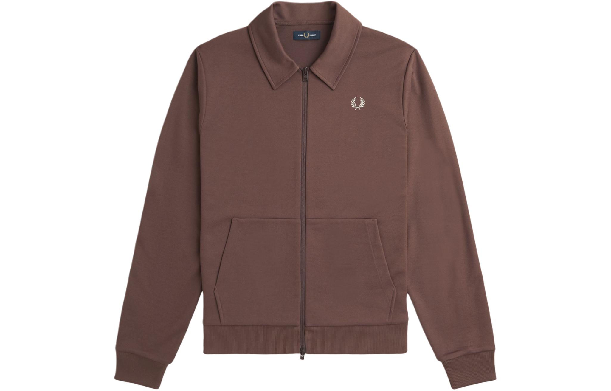 FRED PERRY Tape Detail Collared Track Jacket Brown Jacket. J7827-U53