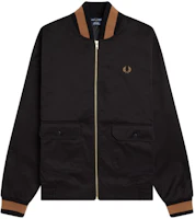 FRED PERRY Tennis Bomber Jacket Black - Embroidered Laurel Logo Slim Fit Jacket J4851-102 FRED PERRY Tennis Bomber Jacket Black - Embroidered Laurel Logo Slim Fit Jacket J4851-102