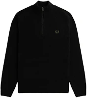 FRED PERRY Textured Half Zip Jumper Black Pullover with Laurel Logo K6540-102 FRED PERRY Textured Half Zip Jumper Black Pullover with Laurel Logo K6540-102
