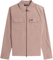 FRED PERRY Zip-Through Pink Overshirt with Laurel Logo Long Sleeve Jacket for Men. M5684-S52 FRED PERRY Zip-Through Pink Overshirt with Laurel Logo Long Sleeve Jacket for Men. M5684-S52