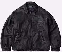 FRIZMWORKS Washed Black Destroyed Cowhide Leather Jacket FZW2024FWOT047 FRIZMWORKS Washed Black Destroyed Cowhide Leather Jacket FZW2024FWOT047