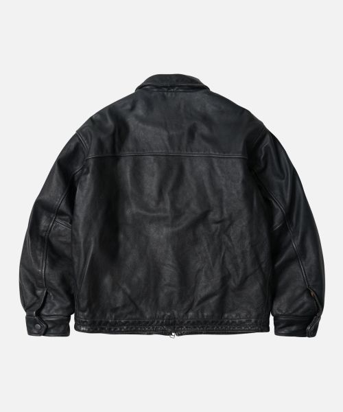 Lookbook FRIZMWORKS 水洗黑色裂痕牛皮皮夾克 FZW2024FWOT047