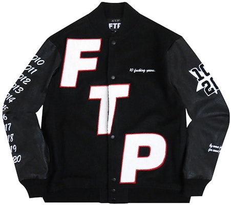 FTP 10 Year Varsity Jacket Black Buy FTP 10 Year Varsity Jacket Black