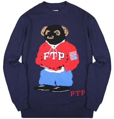 FTP Bear Knit Sweater Navy Buy FTP Bear Knit Sweater Navy