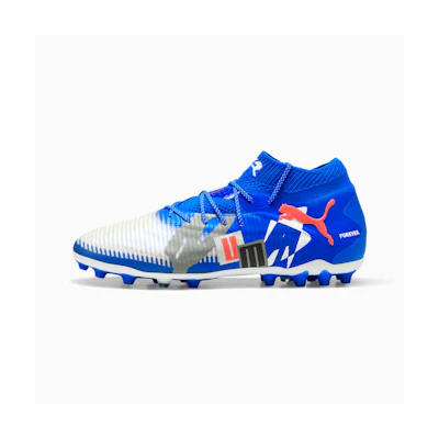 Future 8 Ultimate Forever MG Soccer Boots PUMA White-Ultra Blue-Feather Gray-PUMA Black-Glowing Red