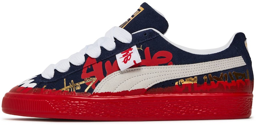 G-Tag x Puma Suede 'Alexander John Design - Peacoat' Biru Tua 932971-01 Details for G-Tag x Puma Suede 'Alexander John Design - Peacoat' Biru Tua 932971-01