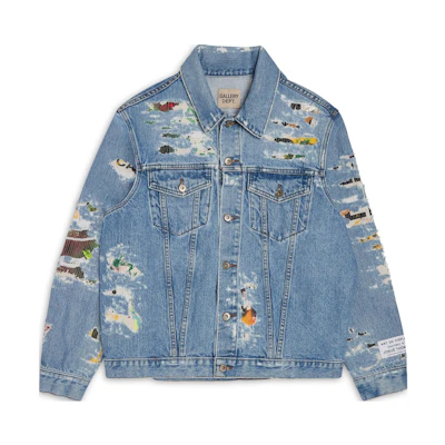 Gallery Dept. Distressed Denim Jacket Blue Unisex Retro Style EAJ-20013-DENM