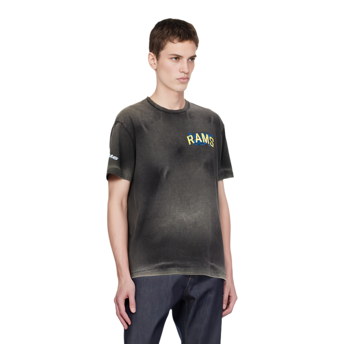 Shop Gallery Dept. Faded Letter Crewneck T-Shirt Unisex Hitam RFH-0003C