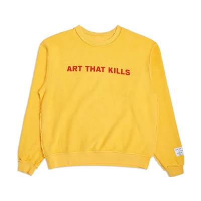 Gallery Dept. FW23 Yellow Letter Print Crewneck Pullover Sweatshirt Unisex. ATK-2345-YLLW-M