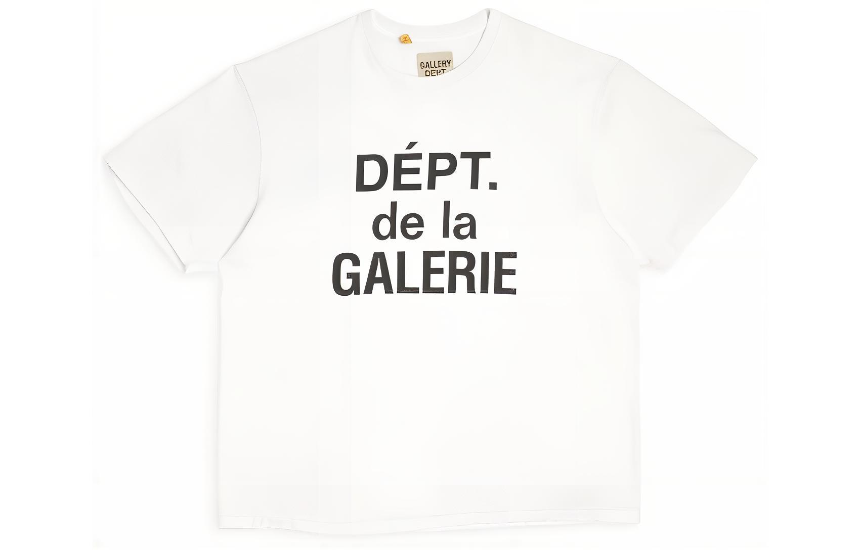 Gallery Dept. Letter Print Crewneck Short Sleeve T-Shirt Unisex White DDLG-1030-WHTE