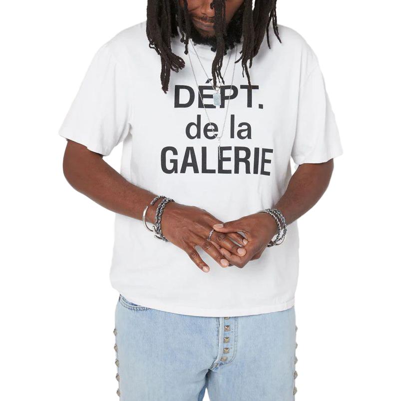 Shop Baju-T Putih Unisex Lengan Pendek Gallery Dept. dengan Cetakan Huruf DDLG-1030-WHTE