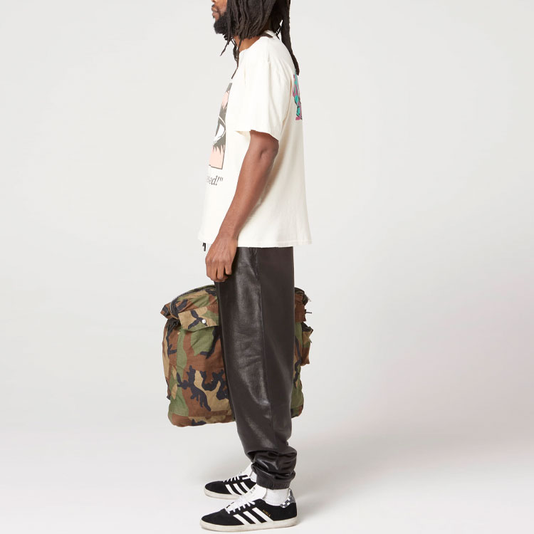 Cheap Gallery Dept. Seluar Jogger Cetakan Huruf Lelaki Hitam dengan Tali Pinggang. ASP-2100-BLCK