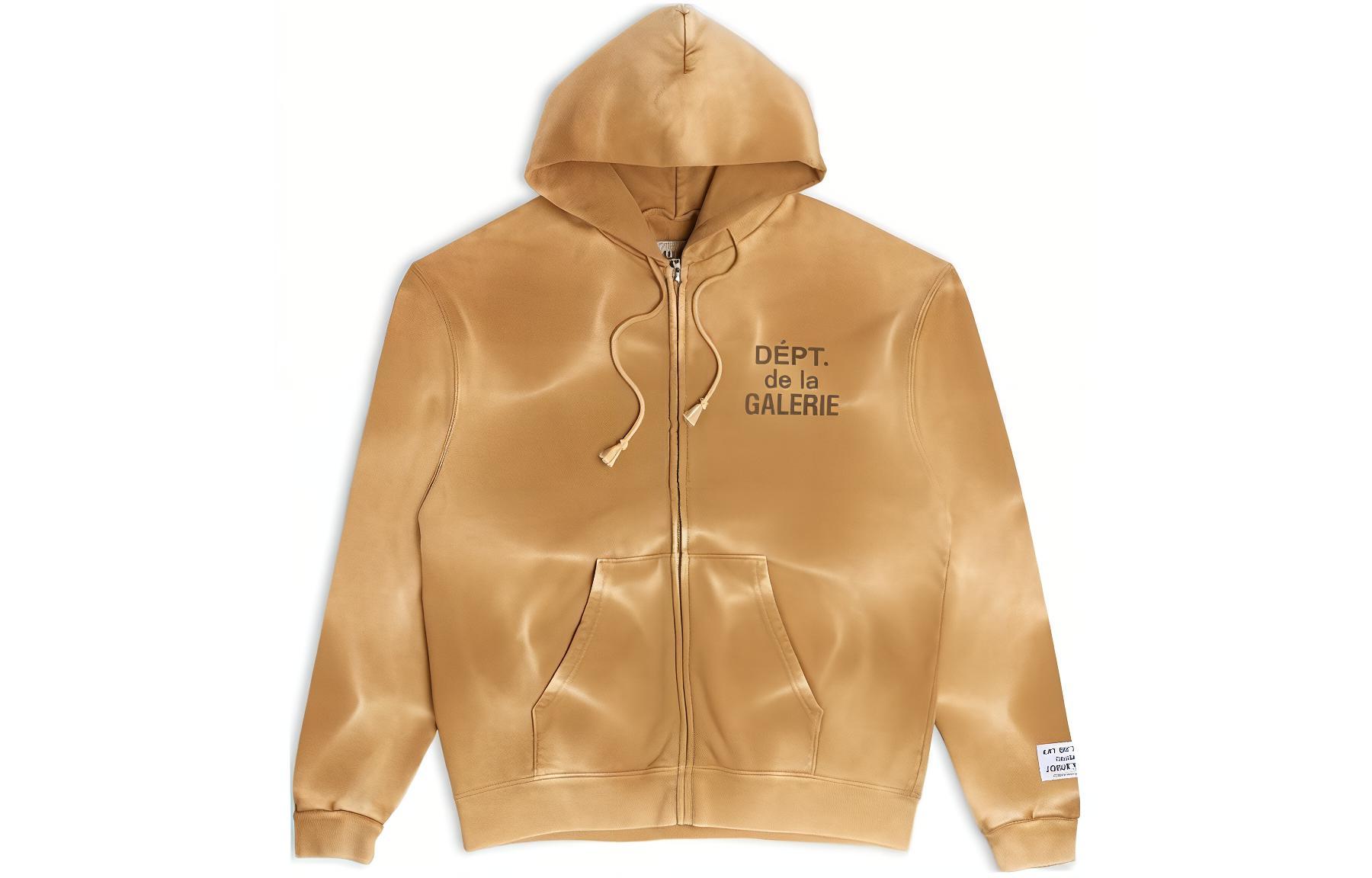 Order Gallery Dept. Letter Zip Hoodie Jaket Unisex Coklat FZH-2059-TAN