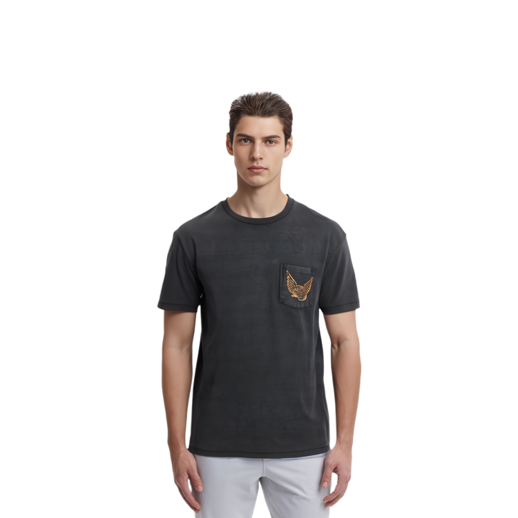 Shop Gallery Dept. Baju Vintage Hitam Lelaki Lengan Pendek dengan Poket Sulaman FBT-10020-VBLK-M