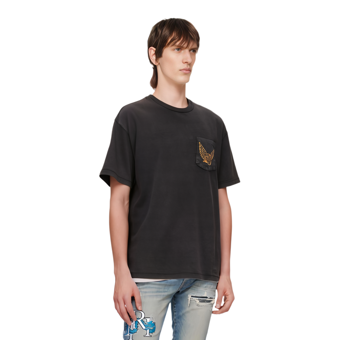 Purchase Gallery Dept. Baju Vintage Hitam Lelaki Lengan Pendek dengan Poket Sulaman FBT-10020-VBLK-M