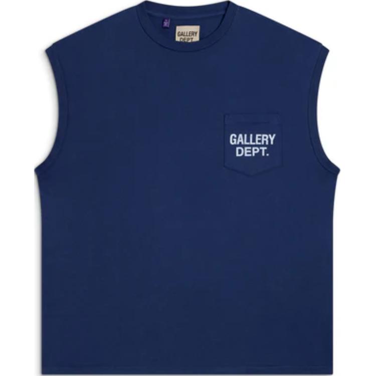 Gallery Dept. Navy Blue Letter Print Loose-Fit Crewneck Vest Unisex AST-10004-NAVY