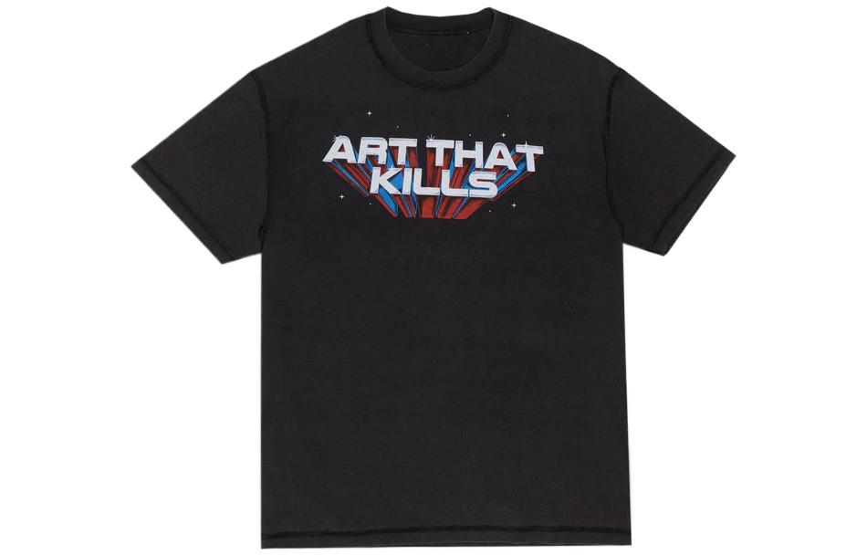 Gallery Dept. SS22 Black Crewneck Letter Print T-Shirt  Casual Tee GD-SS22-068