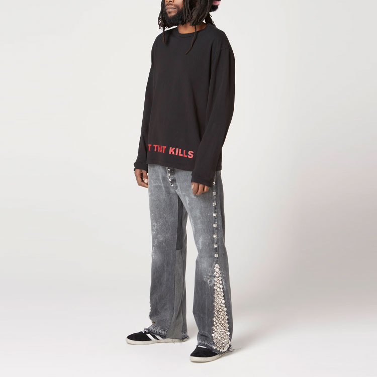 Details for Gallery Dept. SS23 Baju Longgar Hitam Lelaki dengan Cetakan Huruf Lengan Panjang. ANAR1100BLCK