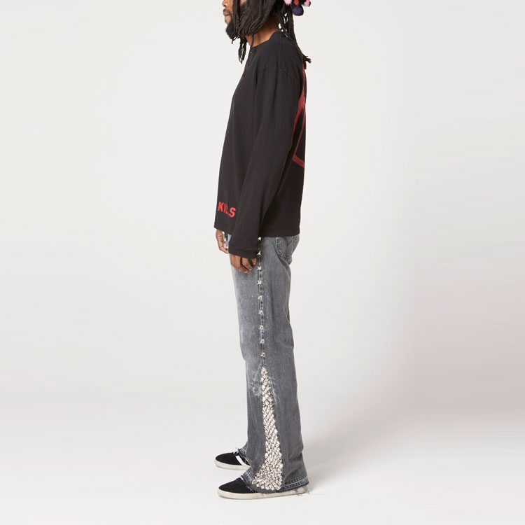 Sizing Gallery Dept. SS23 Baju Longgar Hitam Lelaki dengan Cetakan Huruf Lengan Panjang. ANAR1100BLCK