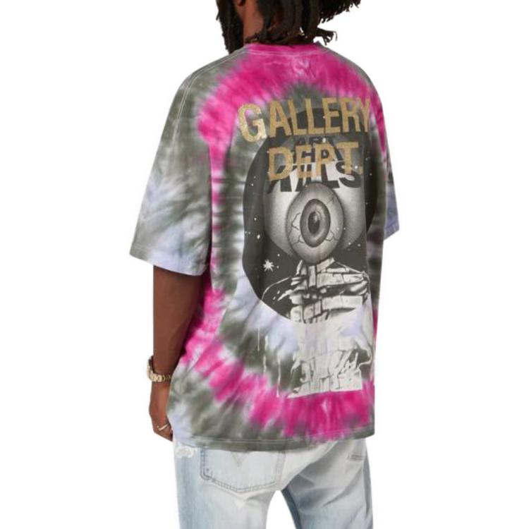 Cheap Gallery Dept. SS23 Kemeja-T Lengan Pendek Cetakan Tie-Dye Abstrak Pelbagai Warna Lelaki TR-10090-TIDY