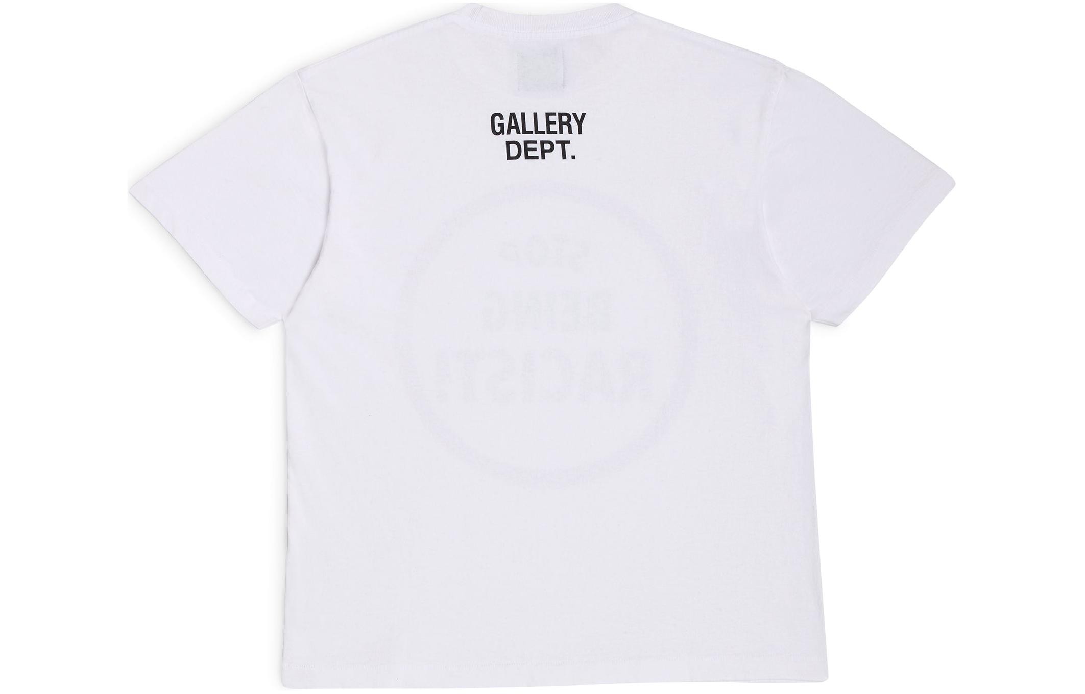 Lookbook Gallery Dept. Unisex Kemeja-T Putih Leher Bulat Cetakan Huruf Lengan Pendek Kasual SBR-1030-WHTE