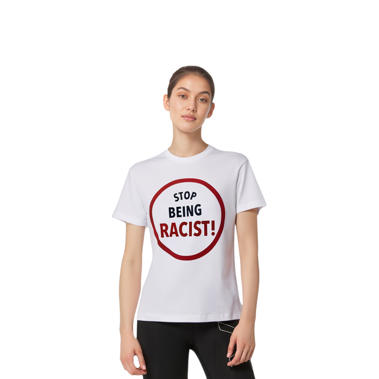 Shop Gallery Dept. Unisex Kemeja-T Putih Leher Bulat Cetakan Huruf Lengan Pendek Kasual SBR-1030-WHTE