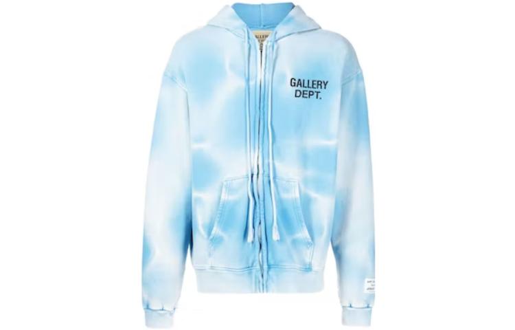 Order Gallery Dept. Hoodie Corak Ombak Zip-Up Jalinan Unisex Biru SFFZH2052BLUE