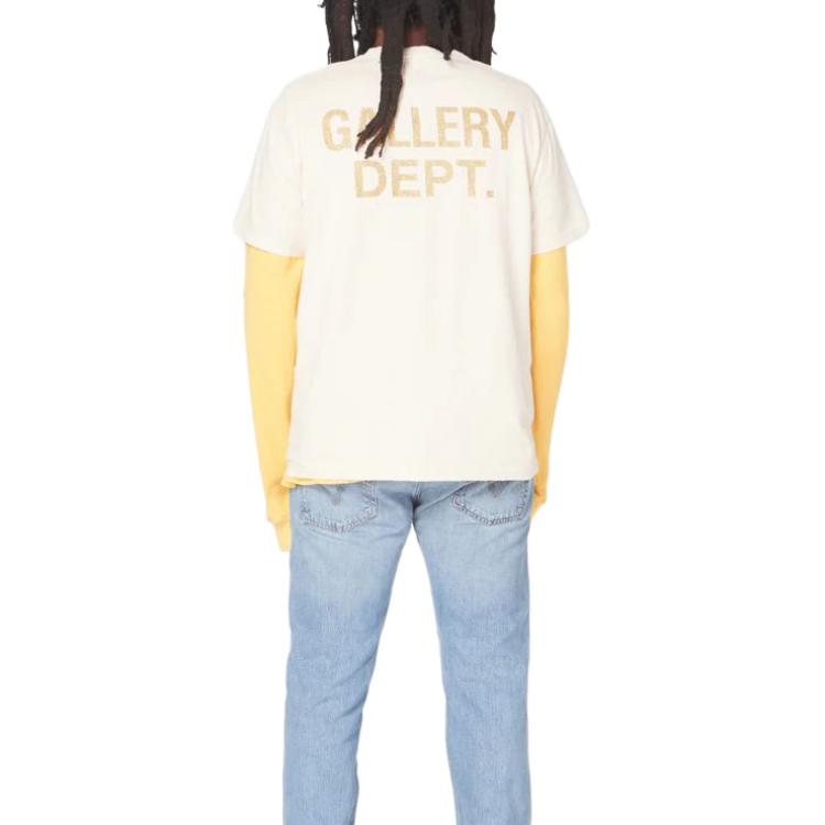 Shop Kemeja-T Leher Bulat Putih Unisex Longgar Lengan Pendek Gallery Dept. BN-1030-AWHT