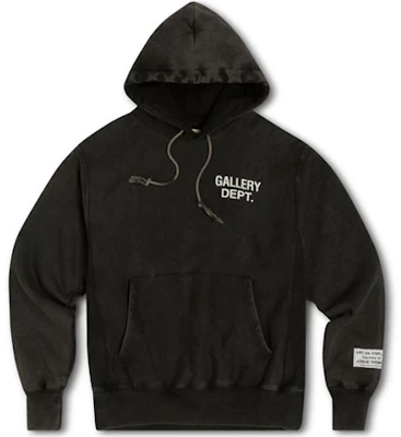 Gallery Dept Basic Logo Pocket Drawstring Hoodie Unisex Black GD-SS21-012 Buy Gallery Dept Basic Logo Pocket Drawstring Hoodie Unisex Black GD-SS21-012
