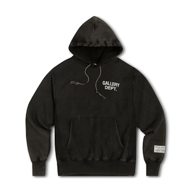 Gallery Dept Basic Logo Pocket Drawstring Hoodie Unisex Black GD-SS21-012
