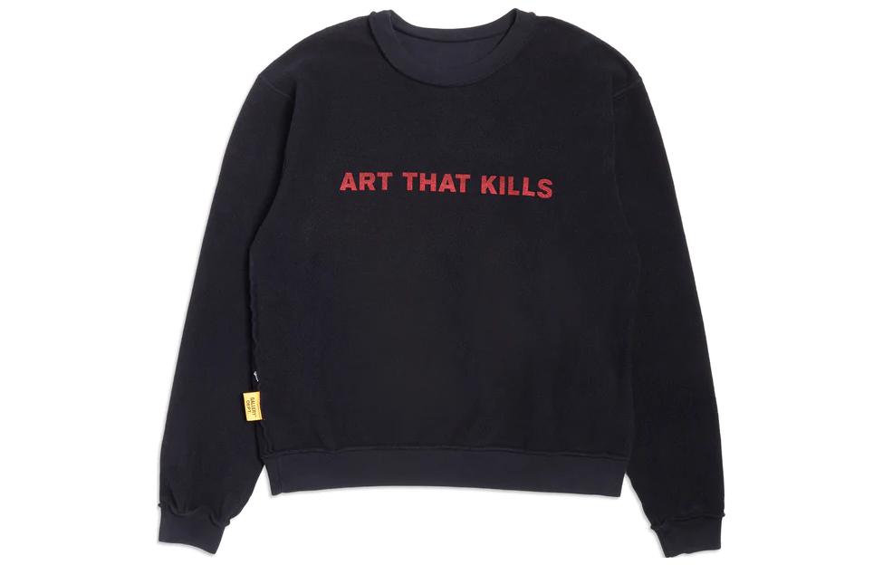 Gallery Dept Black Crewneck Letter Print Long Sleeve Sweatshirt ATK-2300-BLCK