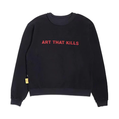 Gallery Dept Black Crewneck Letter Print Long Sleeve Sweatshirt ATK-2300-BLCK