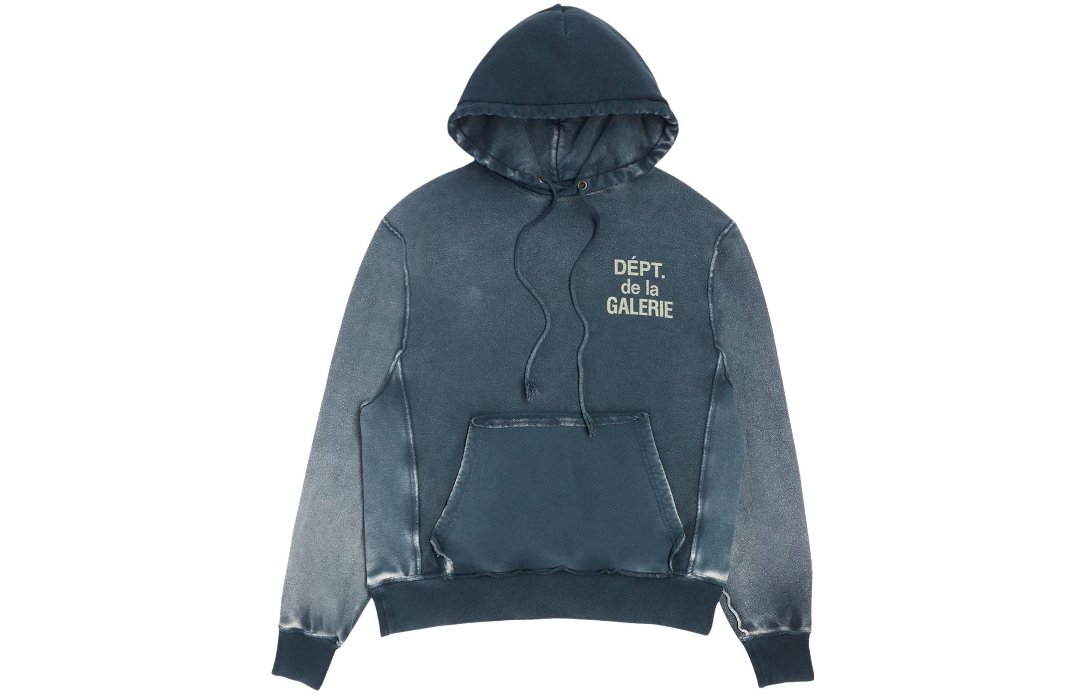 Gallery Dept Blue Letter Print Big Pocket Hoodie FLR-2000-NAVY