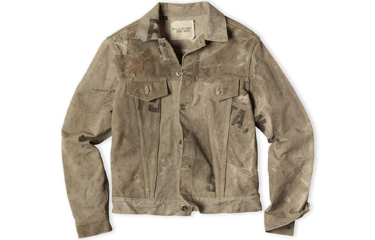 Gallery Dept Brown Distressed Jacket with Letter Print Unisex 68926