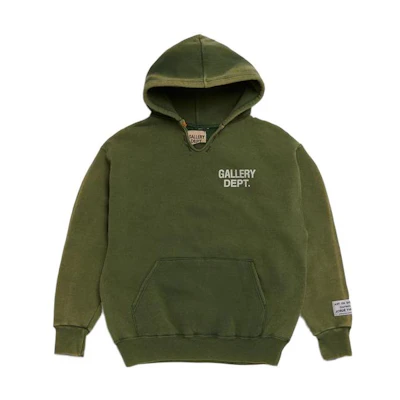 Gallery Dept Distressed Long-Sleeve Hoodie Green Unisex GD-SS21-057