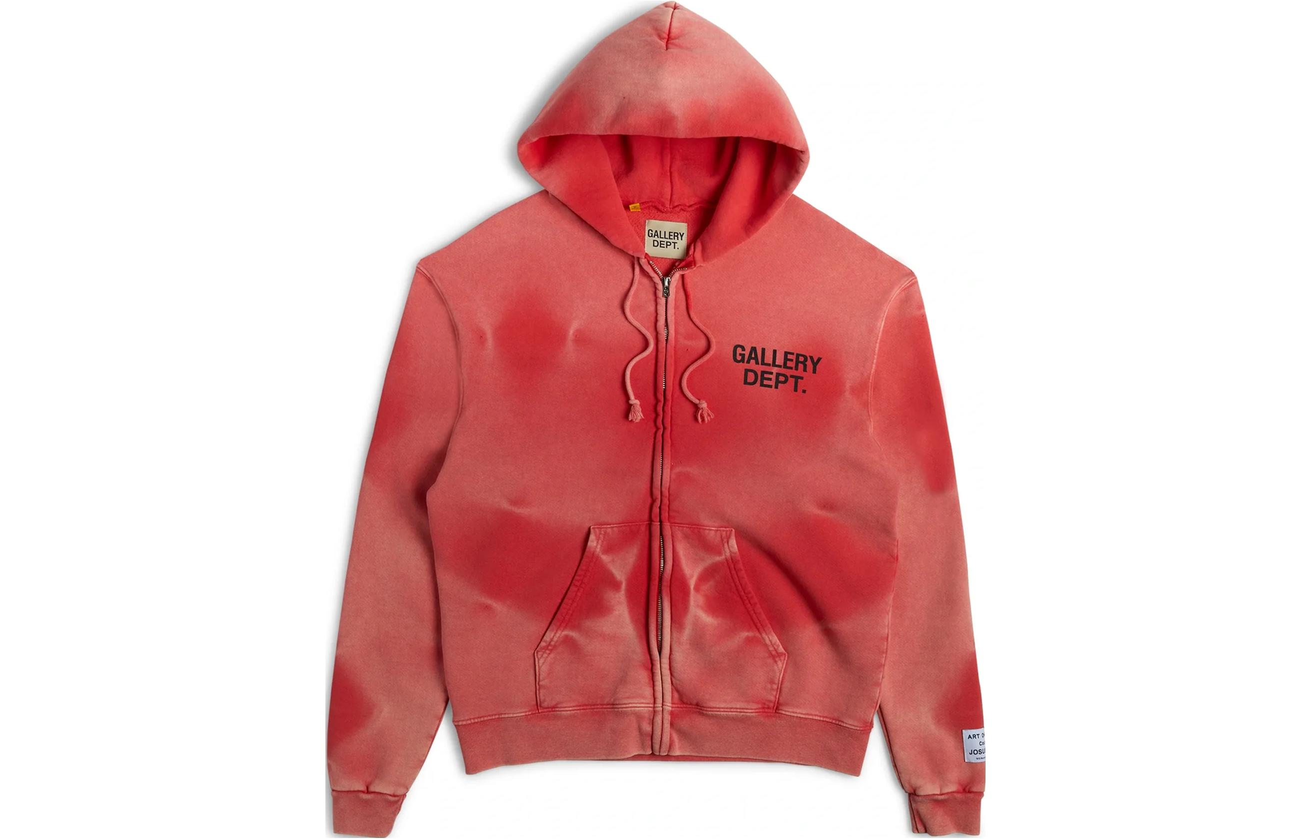 Gallery Dept Faded Logo Print Drawstring Hoodie Jacket Red () SFZH-2050-RED