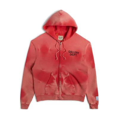 Gallery Dept Faded Logo Print Drawstring Hoodie Jacket Red () SFZH-2050-RED