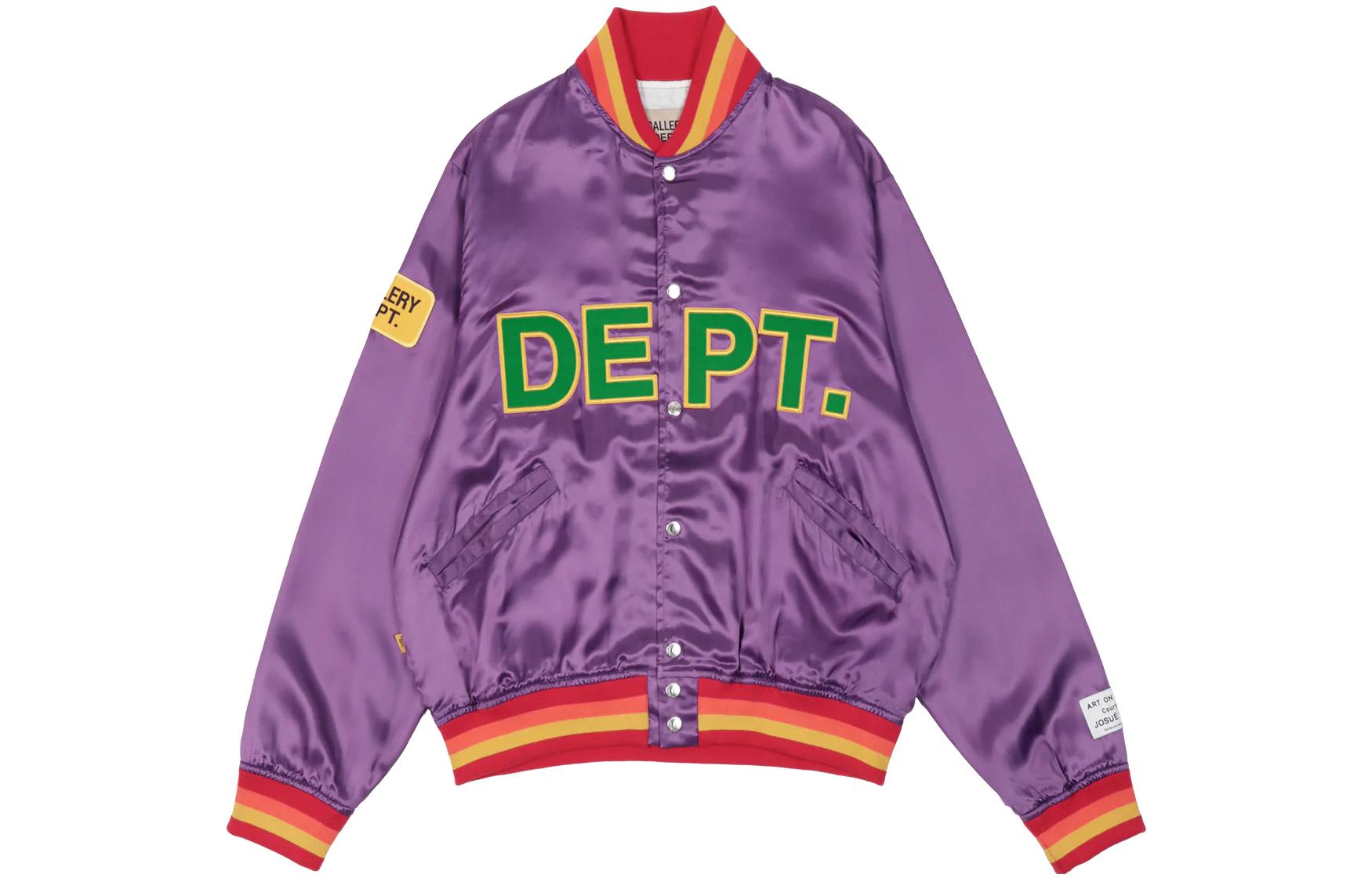 Gallery Dept FW22 Purple Satin Jacket with Embroidered Lettering for Men MVP6043PURP