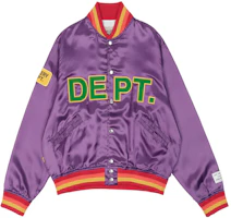 Gallery Dept FW22 Purple Satin Jacket with Embroidered Lettering for Men MVP6043PURP Gallery Dept FW22 Purple Satin Jacket with Embroidered Lettering for Men MVP6043PURP