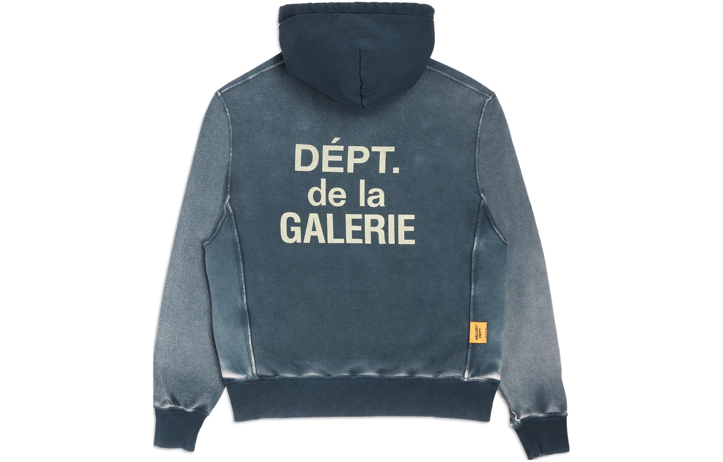 Gallery Dept FW23 Faded Navy Letter Print Hoodie Unisex Long Sleeve Pullover FLR-2000-FNAV-M