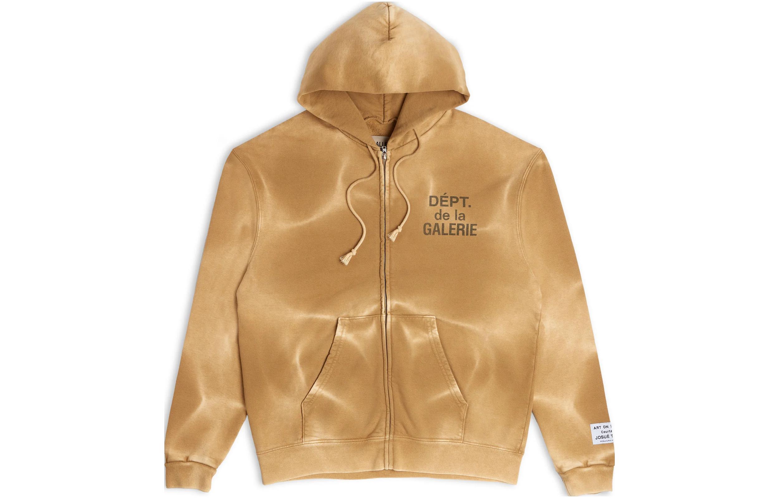 Gallery Dept FW23 Gold Letter Print Hoodie Unisex Pullover Long Sleeve FZH-2059-TAN-M
