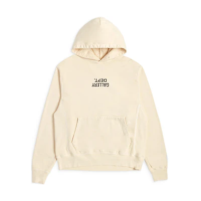 Gallery Dept FW23 Letter Print Beige Hoodie Unisex Pullover Long Sleeve ENU-2030-WHTE-M