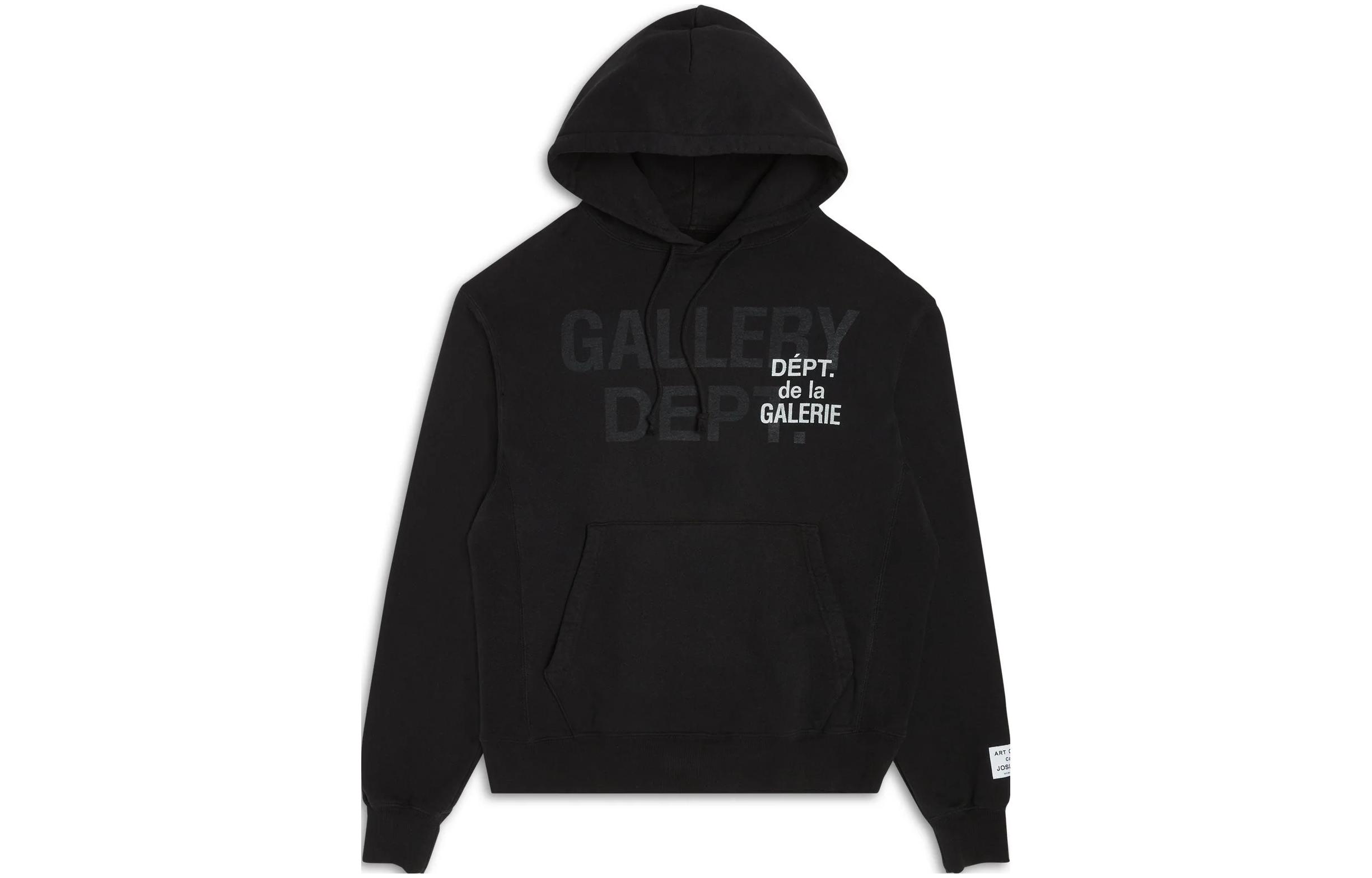 Gallery Dept FW23 Letter Print Pullover Hoodie Black Long Sleeve GDLH-50008-BLCK