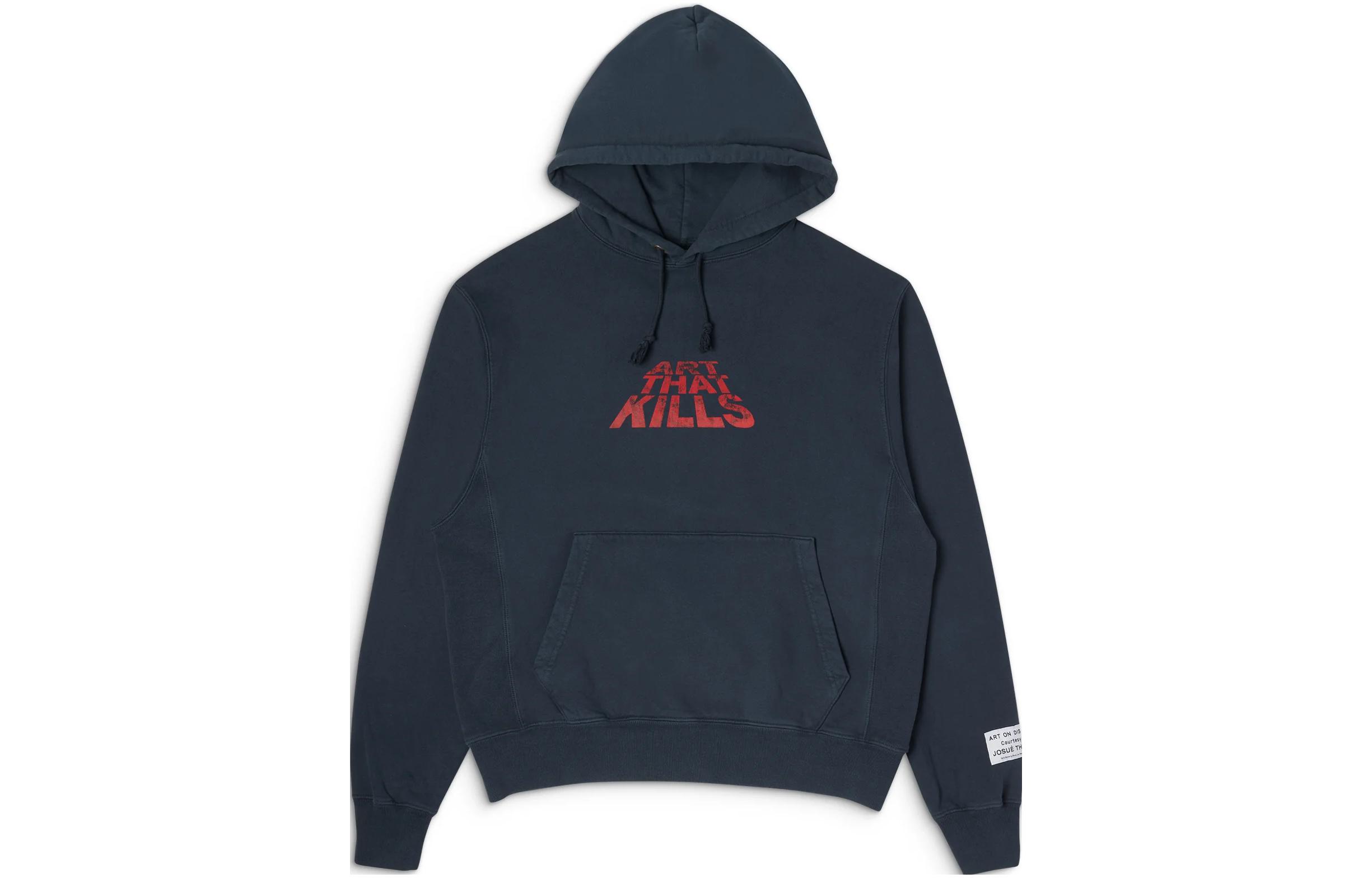 Gallery Dept FW23 Navy Blue Letter Print Unisex Hoodie Sweatshirt ATKS-2010-NAVY-M