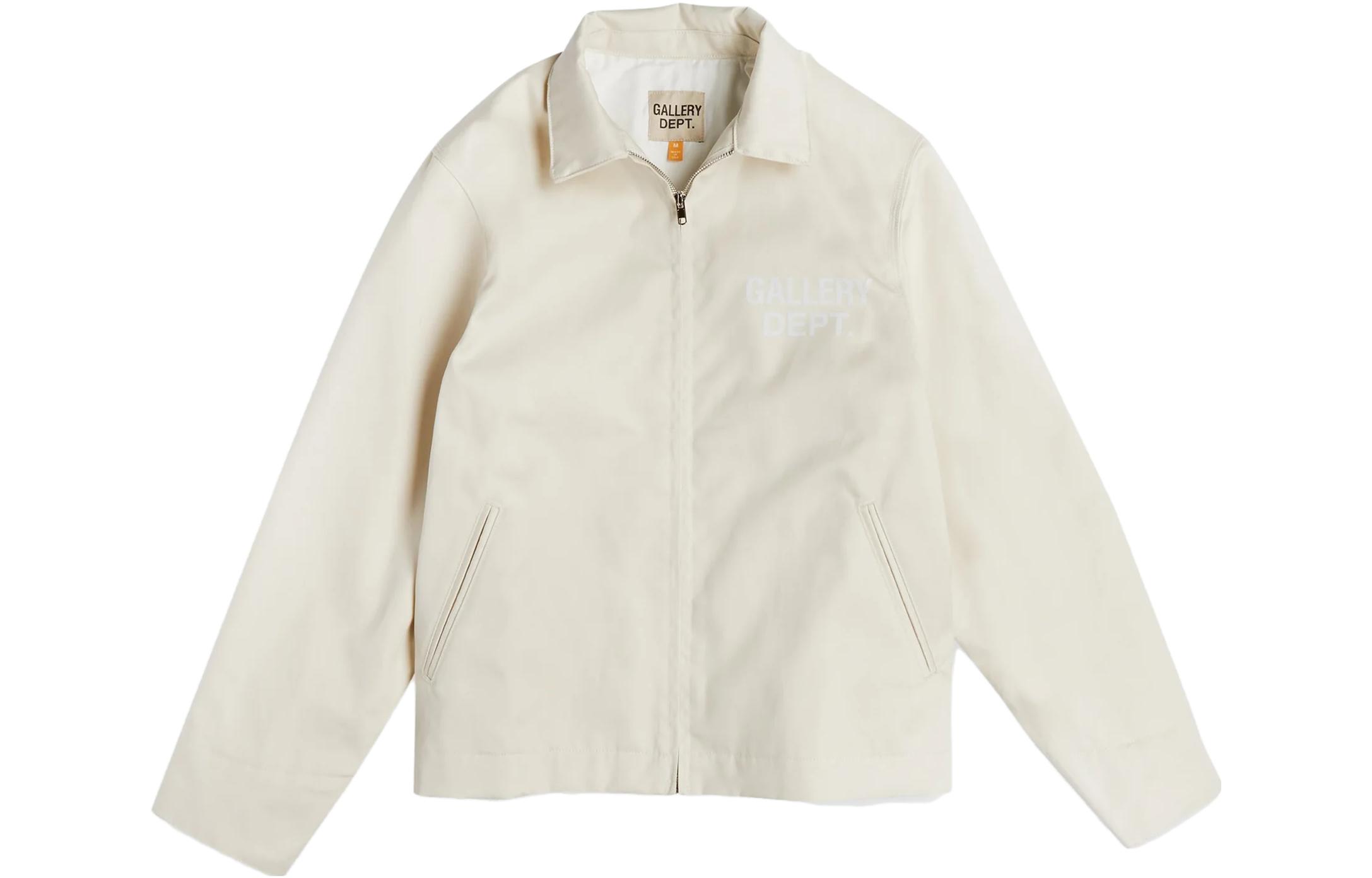 Gallery Dept FW23 White Solid Zip-Up Collared Jacket Unisex Long Sleeve MJK-60030-WHTE-M