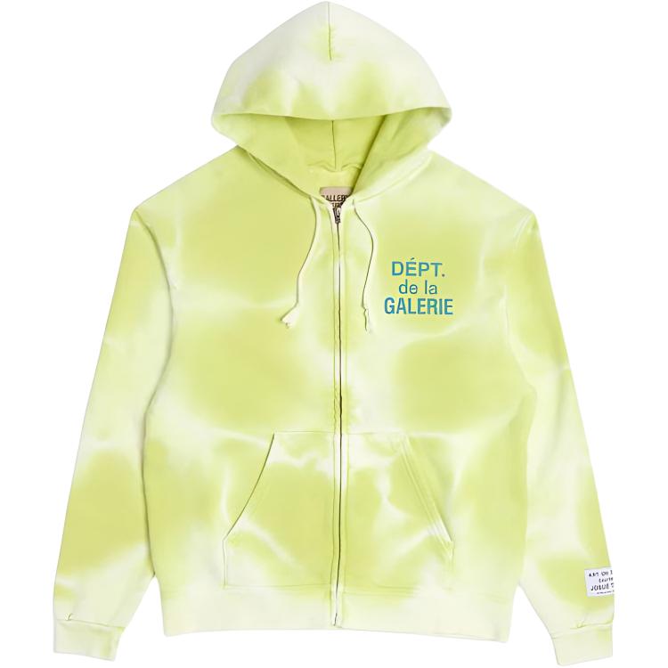 Gallery Dept FW23 Yellow Letter Print Zip Hoodie Unisex FZH-2047-LIME-M